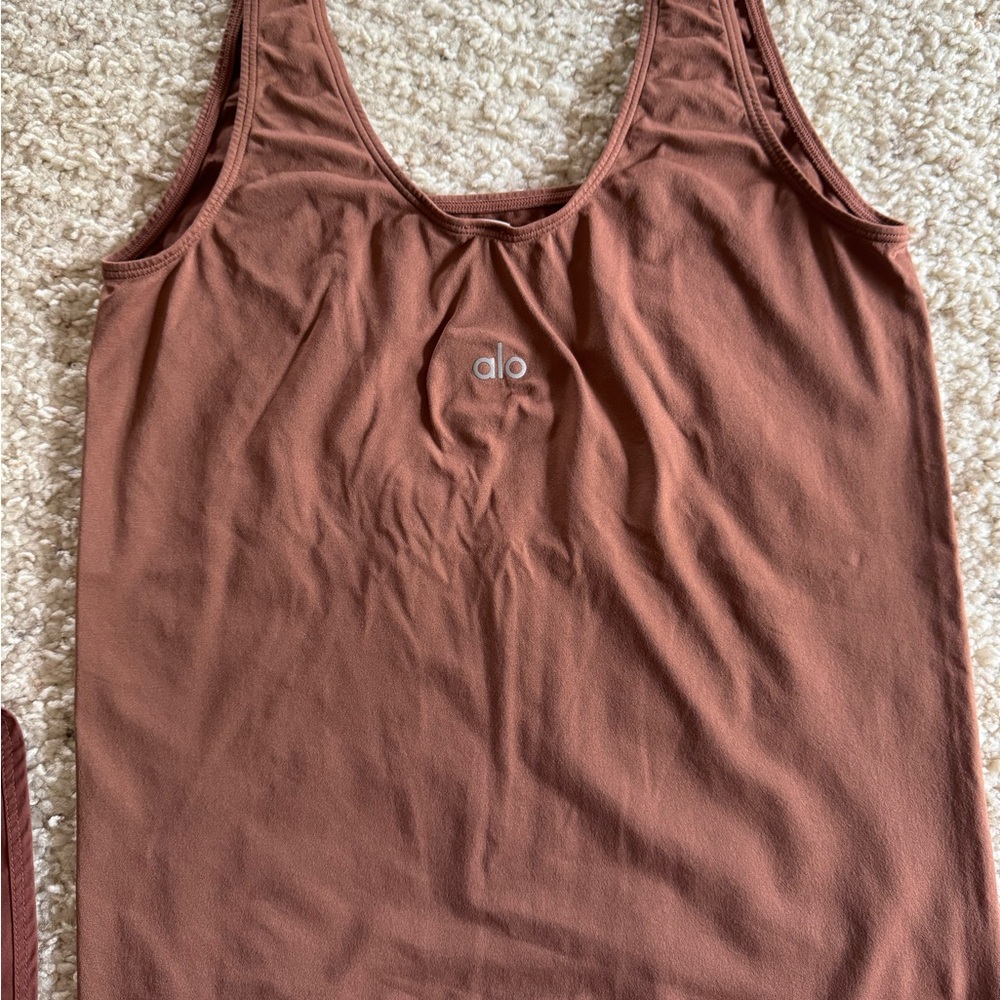Alo Women’s Scoop Tank Top in Brown - Picture 4 of 5